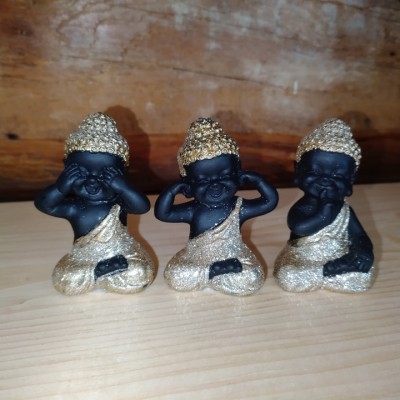 Bouddha bébés or et noir ensemble de 3 